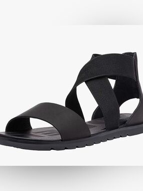 Sorel  Ella ll Black Crisscross Elastic Strap Sandal - 8